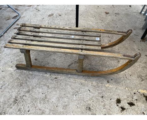 A VINTAGE WOODEN 'DAVOS' SLEDGE 