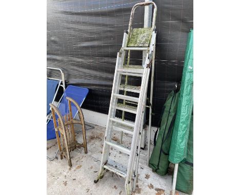 TWO SETS OF ALUMINIUM STEP LADDERS 
