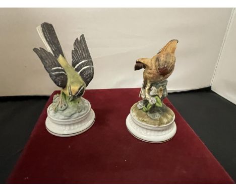 A PAIR OF CERAMIC BRITISH GARDEN BIRD ORNAMENTS 