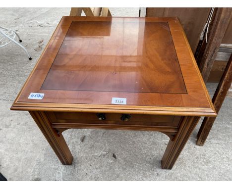 A MODERN YEW WOOD LAMP TABLE 