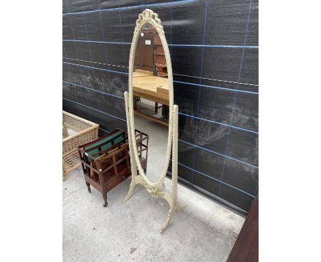 A FRENCH STYLE CREAM CHEVAL MIRROR 