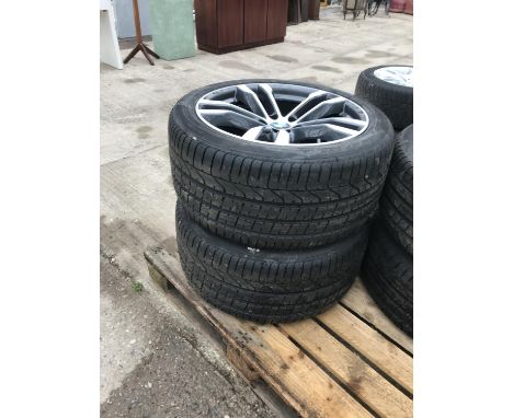 A SET OF BWM SPORTS TYRE RIMS AND PIRELLI 315/35 R20 TYRES 