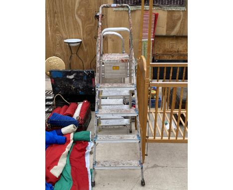 THREE SETS OF ALUMINIUM STEP LADDERS 