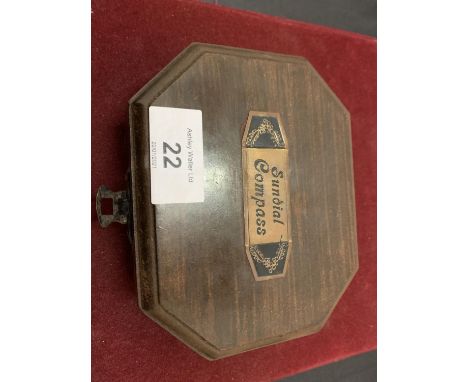 A BOXED BRASS SUNDIAL COMPASS 'COX OF LONDON' 