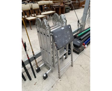 A SET OF ALUMINIUM FOLDING LADDERS AND A FURTHER STEP LADDER 