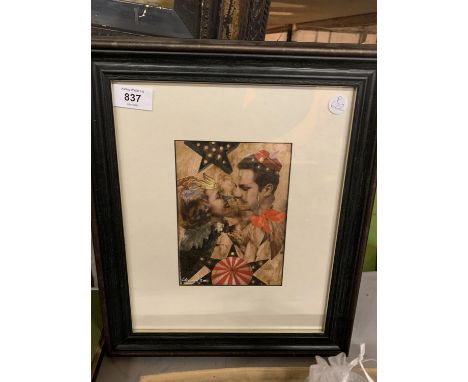A FRAMED SIGNED COLLAGE PRINT "RAVENS" BY CARIS JACKSON DATED 2017 