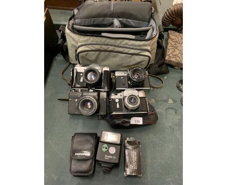AN ASSORTMENT OF CAMERA EQUIPMENT TO INCLUDE FOUR ZENIT CAMERAS 