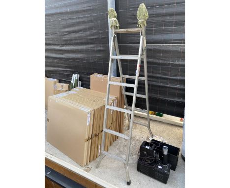 A SET OF ALUMINIUM STEP LADDERS 