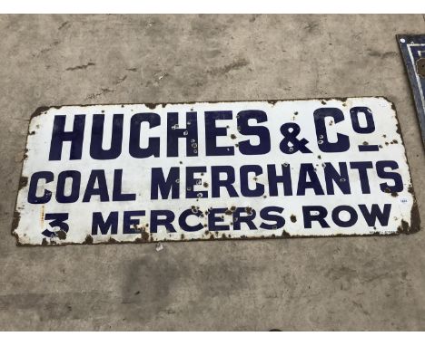 A VINTAGE ENAMEL 'HUGHES &amp; CO' SIGN 