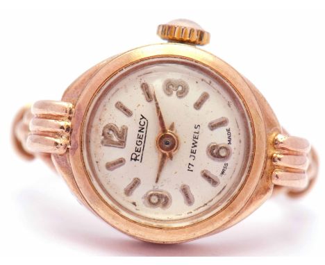 'Regency' watch/ring, the dial numbered at the cardinal points with batons between, marked Regency 17-jewels Swiss made, engr
