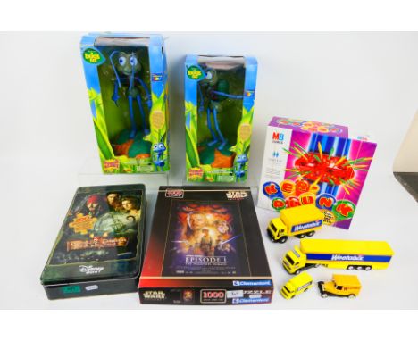 Think Way - MB Games - Corgi - 2 x boxed Bugs Life Room Guard figures, a boxed Ker-Plunk game, Star Wars 1000 piece jigsaw, a