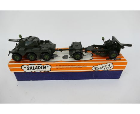 Crescent - A boxed Saladin Armoured Patrol set # 2154. Contains Saladin vehicle with ammunition trailer and 25 pounder field 