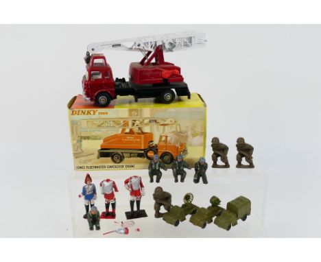 Dinky - Cherilea - A boxed Bedford TK Jones Fleetmaster Cantilever Crane # 970 and a small selection of plastic army vehicles
