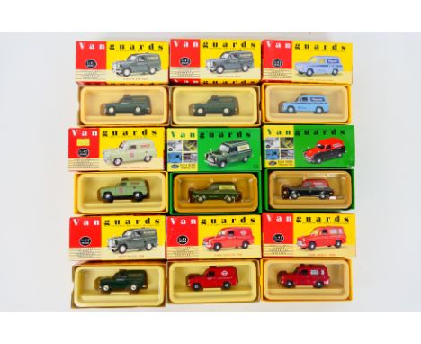 Vanguards - A boxed collection of nine diecast 1:43 scale model vehicles fro Vanguards. Lot includes VA17002 Austin A35 Van '