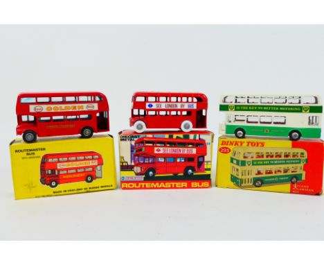 Dinky Toys - Lone Star - Budgie - Three boxed diecast model buses. Lot consists of Dinky Toys #293 Leyland Atlantean Bus; Bud