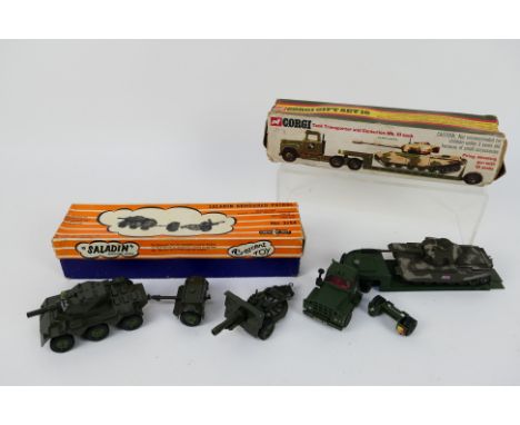 Corgi - Crescent Toys - 2 x boxed Military models, a Mack Tank Transporter with Centurion Tank # GS10 and a Saladin Armoured 