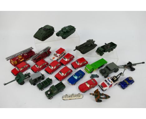 Dinky - Corgi - Matchbox - 25 x unboxed models including Volkswagen Kdf and 50 MM Gun # 617, Land Rover Break Down Truck # 44