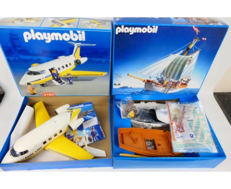 Playmobil - Two boxed Playmobil sets. Lot consists of Playmobil #3740 Schooner Ship; together with #3185 Jet Plane. Jet Plane
