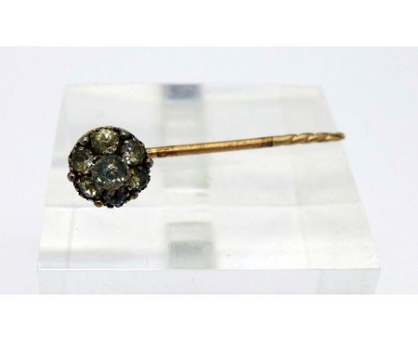 A white stone cluster stick pin, a/f