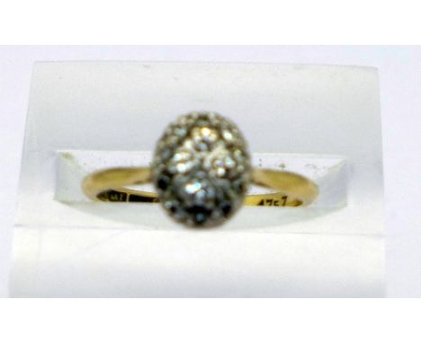 An 18ct gold, diamond cluster ring, weight 3g, size N