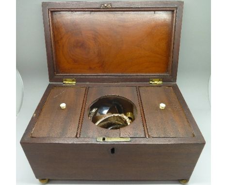 A tea caddy on gilt bun feet and costume jewellery, total weight 2.22kg