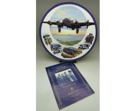 A Royal Worcester plate, For King and Country, Lancaster Bomber and Crew, boxed