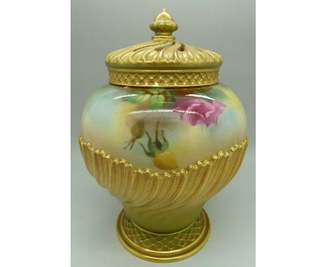 A Royal Worcester pot pourri, pattern 1720, signed M. Blake, year 1909, height 21cm