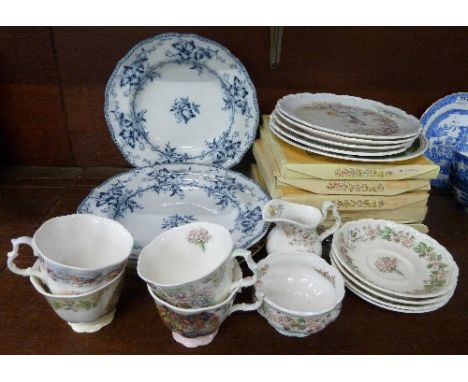 Plates including six Royal Doulton Brambly Hedge, four Wind in the Willows, Royal Crown Derby, Minton Clematis, and a Royal D