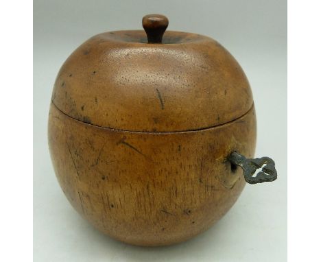 A George III style fruitwood tea caddy in the form of an apple
