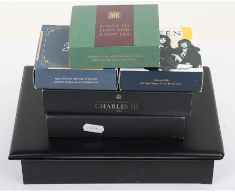 Various silver coin sets and coins, including 180th Anniversary of the Penny Black coin and stamp, Queen 2020 1oz Silver coin