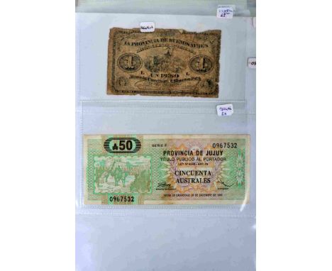 A good folder of banknotes including Russia, Cuba, Indonesia, etc, to include South Russia 50 Kopecks 1918, Russia Transcauca