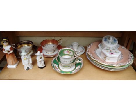 A group of 19th century and later English porcelain,&nbsp;to include a Royal Doulton figure of 'Louise', HN2869; and two Roya