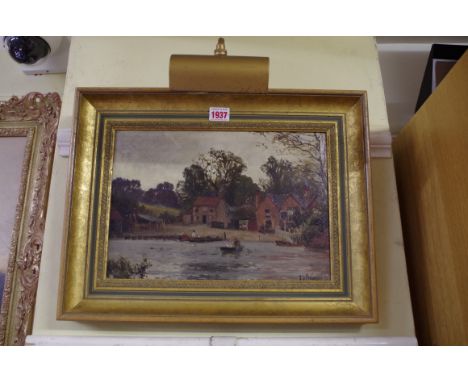 Alfred De Breanski, 'The Beetle and Wedge at Moulsford, on The Thames', bears signature, inscribed with title verso, oil sket