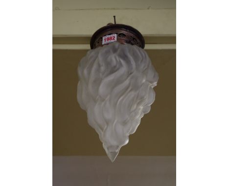 A frosted glass flame lantern, with fitting, total length 30cm. 
