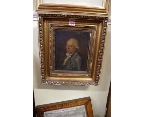 European School, 18th century, bust length portrait of a gentleman, oil on canvas, 24 x 19.5cm.&nbsp; 