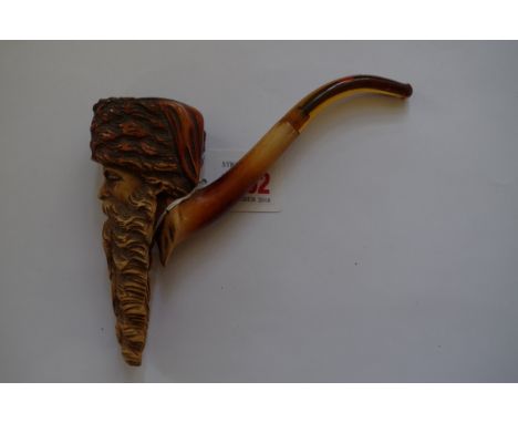 A carved Cossack's head meerschaum pipe.&nbsp; 