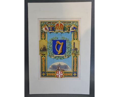 'The Worshipful Company of Makers of Playing Cards' an original illustration, watercolour on card, dated 1922, 17.5 x 12 cms