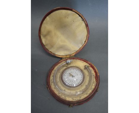 T Staight, London, A 19th Century Pocket Sun Dial, Compass, Thermometer within fitted lined case, 10 cms diameter