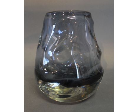 A Whitefriars Heavy Glass Vase, 14 cms tall