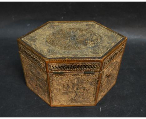 A George III Rolled Paper Hexagonal Tea Caddy