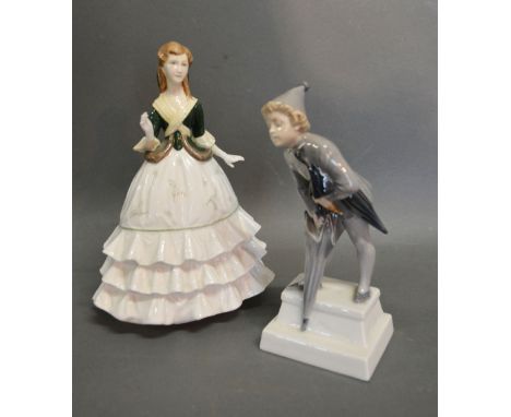 A Royal Copenhagen Porcelain Figure numbered 1129 together with a Royal Worcester figurine Debutante