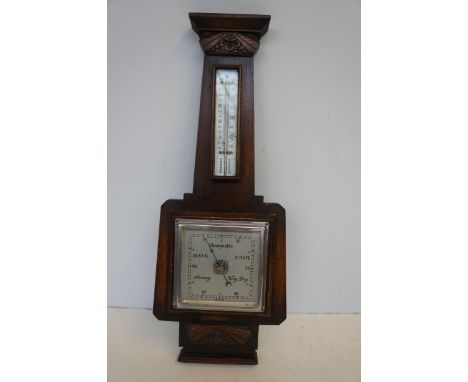 1930s Oak Barometer Thermometer