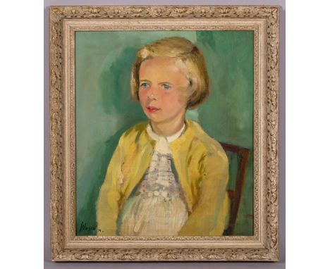 Edward Wesson, portrait of a young girl, oil on board, signed, 40cm x 33cm, framedGood untouched condition, no damage or rest