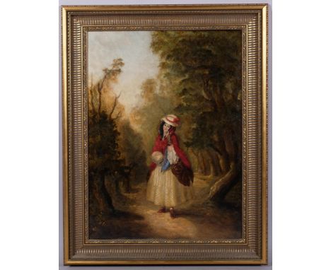William Powell Frith (1819 - 1909), Dolly Varden from Dickens Barnaby Rudge, oil on canvas, inscribed verso, 61cm x 46cm, fra