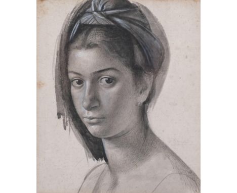 Francesco OLIVUCCI (Italian 1899-1985) portrait of a young woman, pencil and water colour wash on paper, circa 1945, 20cm x 2