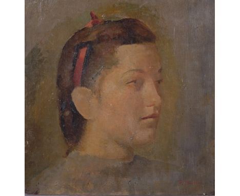Francesco OLIVUCCI (Italian 1899-1985), portrait of Alla Mia Carissima Figlia, oil on board, 35cm x 35cm, signed 'F Olivucci'