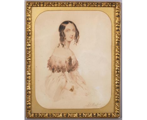 Alfred Edward Chalon RA (1780 - 1860), portrait of Lady Frances Cowper, daughter of the 5th Earl Folkestone, train bearer at 