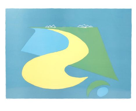 Stan Rosenthal (1933 - 2012), abstract landscape, screenprint, signed in pencil, no. 18/125, sheet 60cm x 79cm, perspex frame