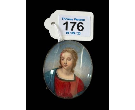 Oval miniature portrait, 5.25cm by 4.25cm.
