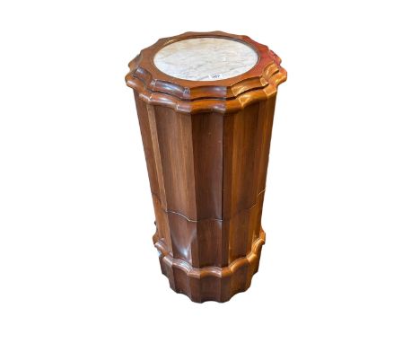 Victorian mahogany fluted cylindrical commode with inset marble top, 84cm by 41cm diameter.